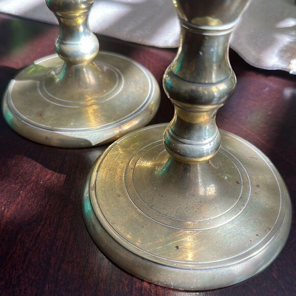 Vintage Brass Set Of Candleholders (2) - Picture 2 of 4